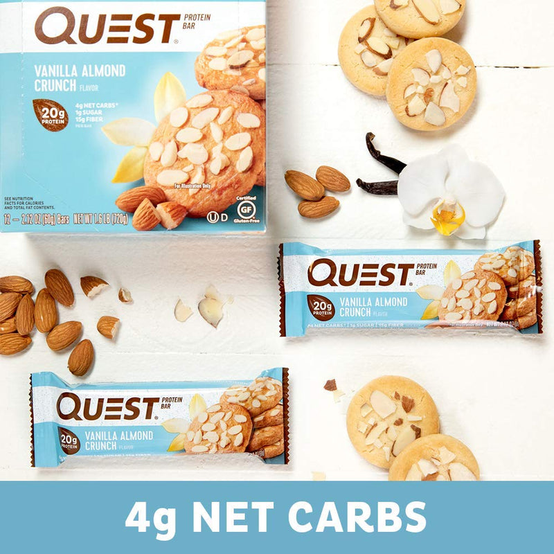 Quest Nutrition QuestBar Protein Bar Vanilla Almond Crunch 12 Bars