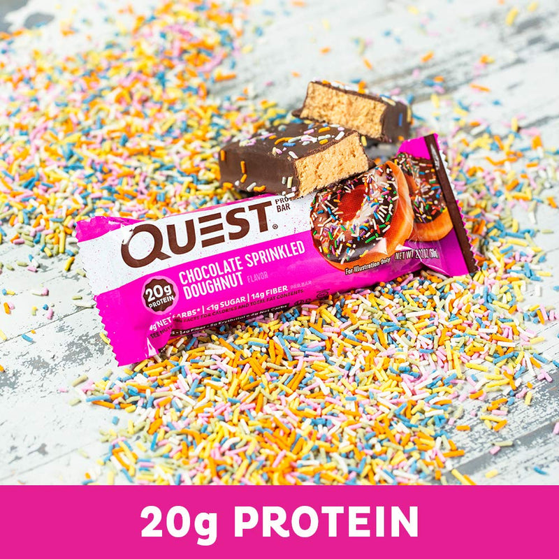 Quest Nutrition Chocolate Sprinkled Doughnut Protein Bar 12 Bars