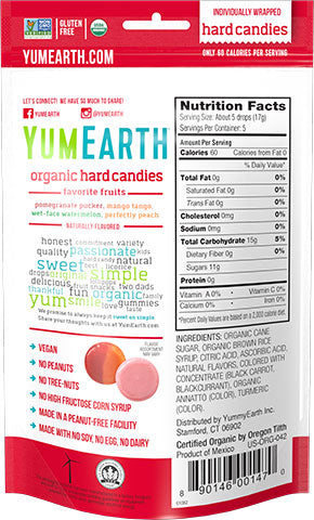 Yum Earth Organic Hard Candies Favorite Fruit 3.3 oz