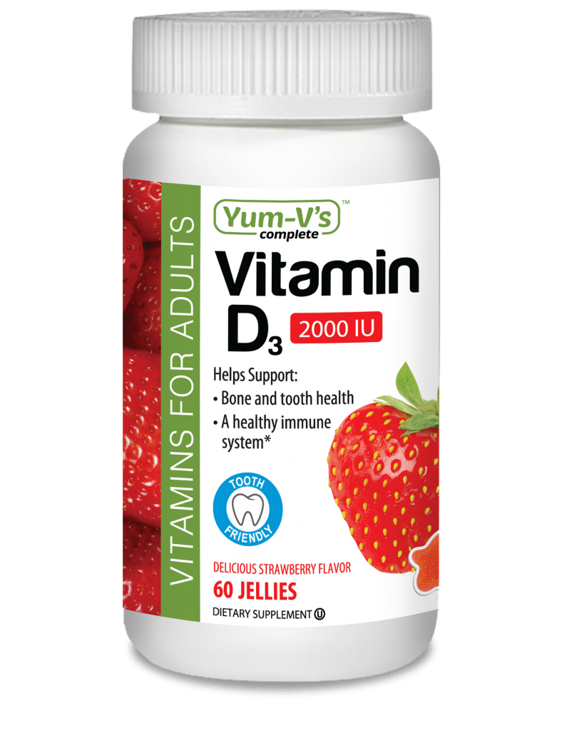 Yum-Vs Vitamin D3 for Adults Strawberry Flavor 2,000 IU 60 Jellies